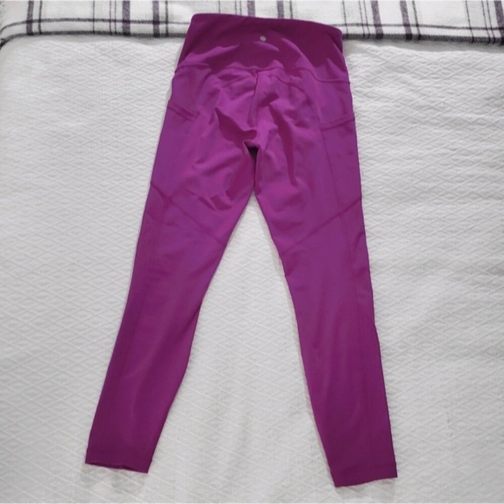 YOGALICIOUS [LUX] "Lenox" High Rise No Show Fushia Leggings with Pockets- S - Picture 5 of 12